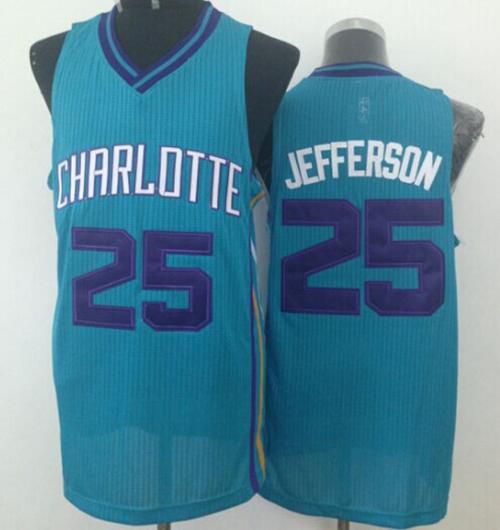 Men Charlotte Hornets 25 Al Jefferson Light Blue Throwback Stitched NBA Jersey